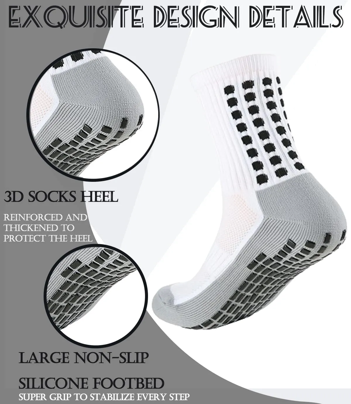 1 Set Soccer Grip Socks,Shin Guard Sleeves for Football Basketball for Men and Women Black/White One Size