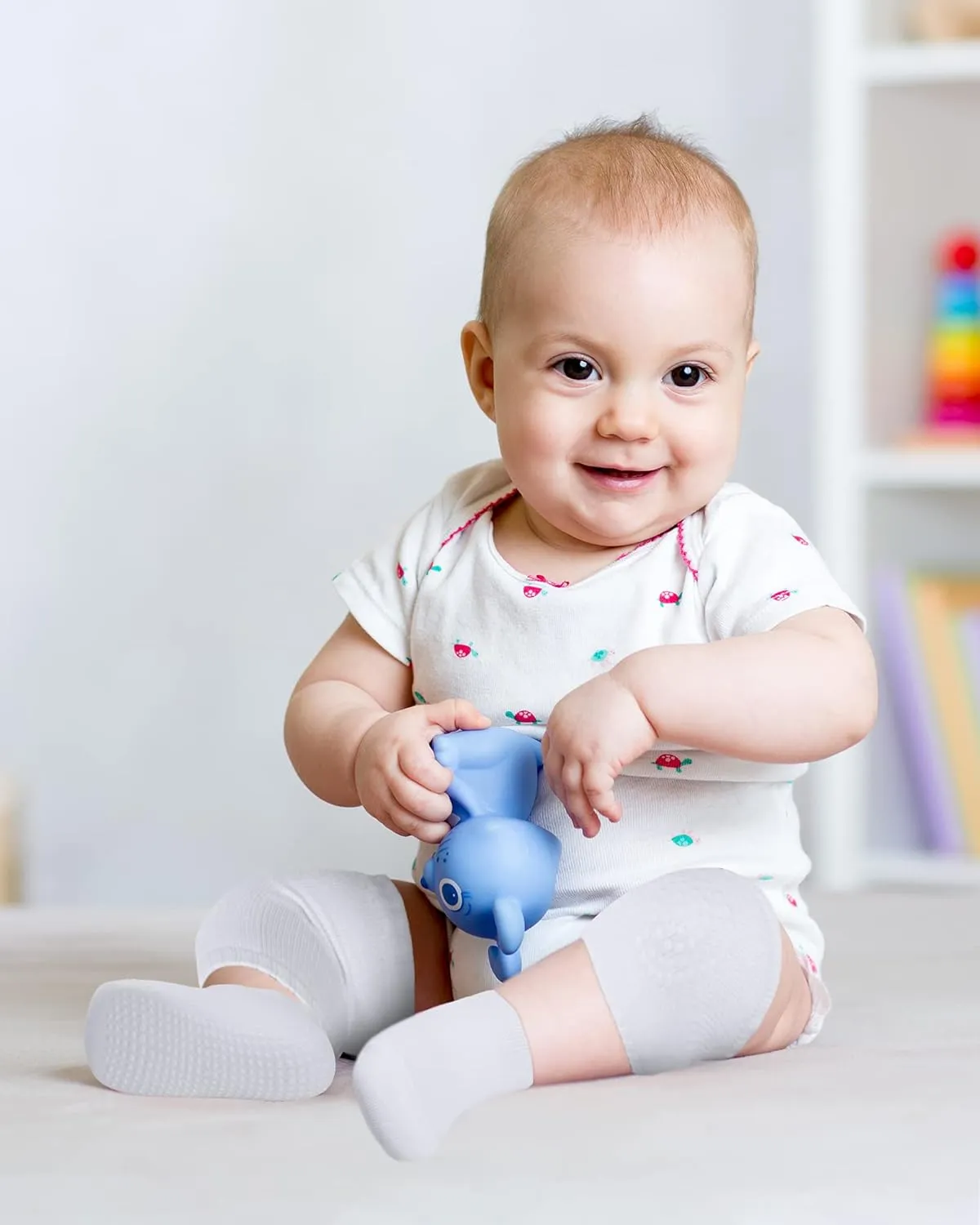 10 Pairs Baby Crawling Anti Slip Knee Pads and Anti Slip Baby Socks Set Unisex Toddler Knee Protectors Non Slip Ankle Socks