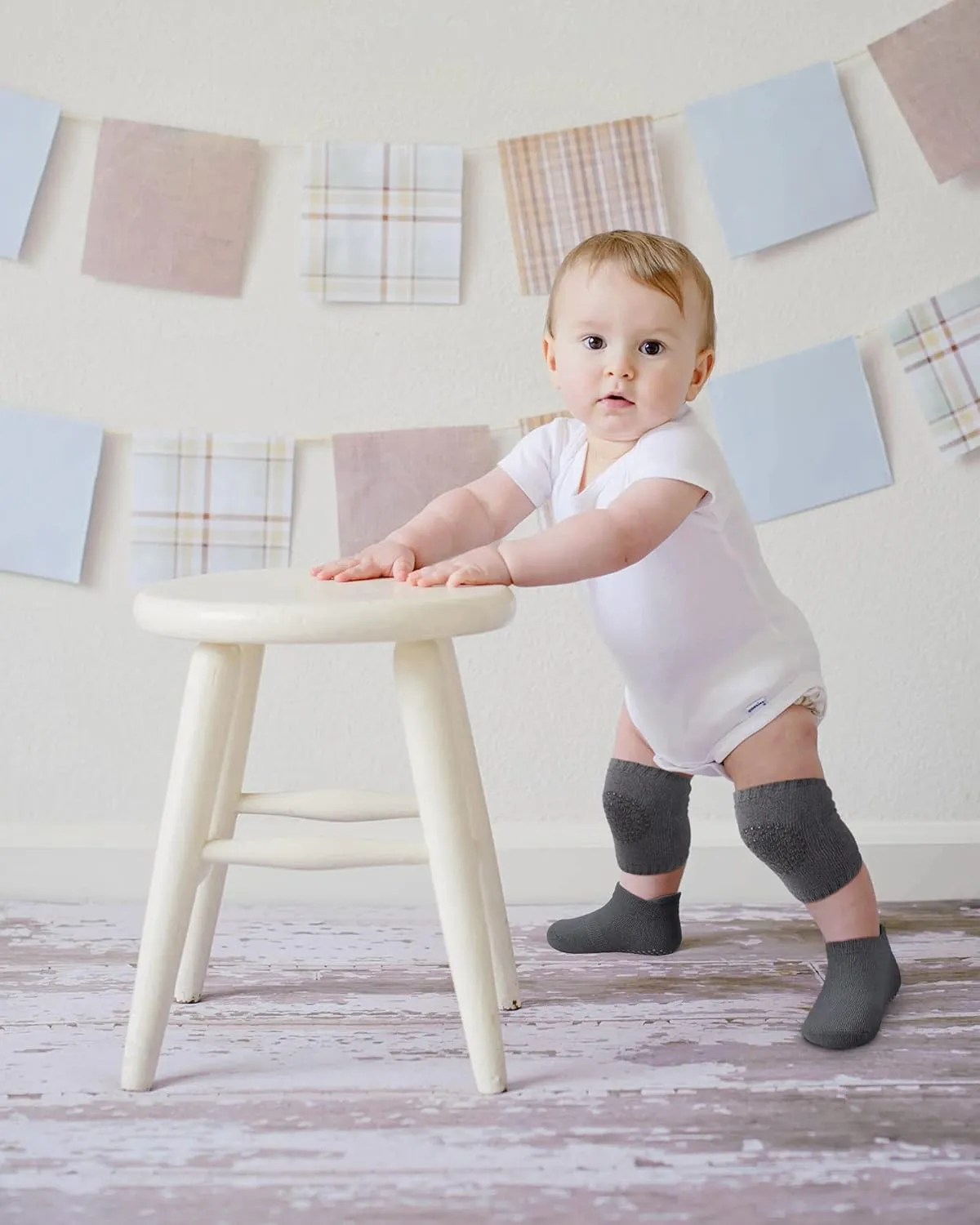10 Pairs Baby Crawling Anti Slip Knee Pads and Anti Slip Baby Socks Set Unisex Toddler Knee Protectors Non Slip Ankle Socks