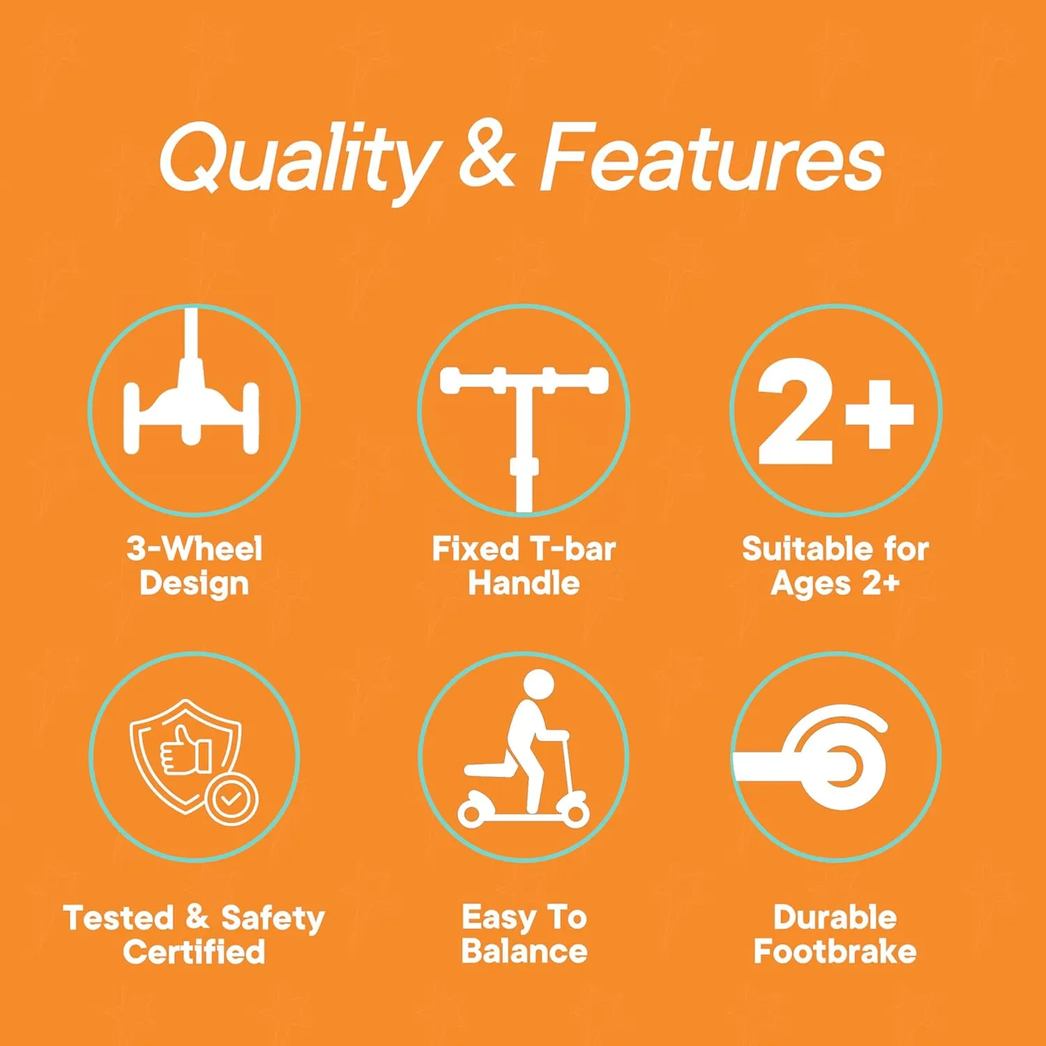 3 Wheel Scooter for Kids, Smooth Light Up LED Front Wheels, Wide Anti Slip Deck, Rear Foot Brake, Easy Maneuvering T-bar Handle, Indoor & Outdoor Ride On Toys for Ages 2 Up