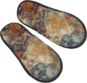 Abstract Granite Women's Slippers Fuzzy Slip-on Slippers Non-slip House Slippers Warm Cozy Bedroom Shoes Medium