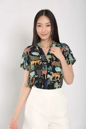 Addie Kimono Neckline Top in Safari Prints