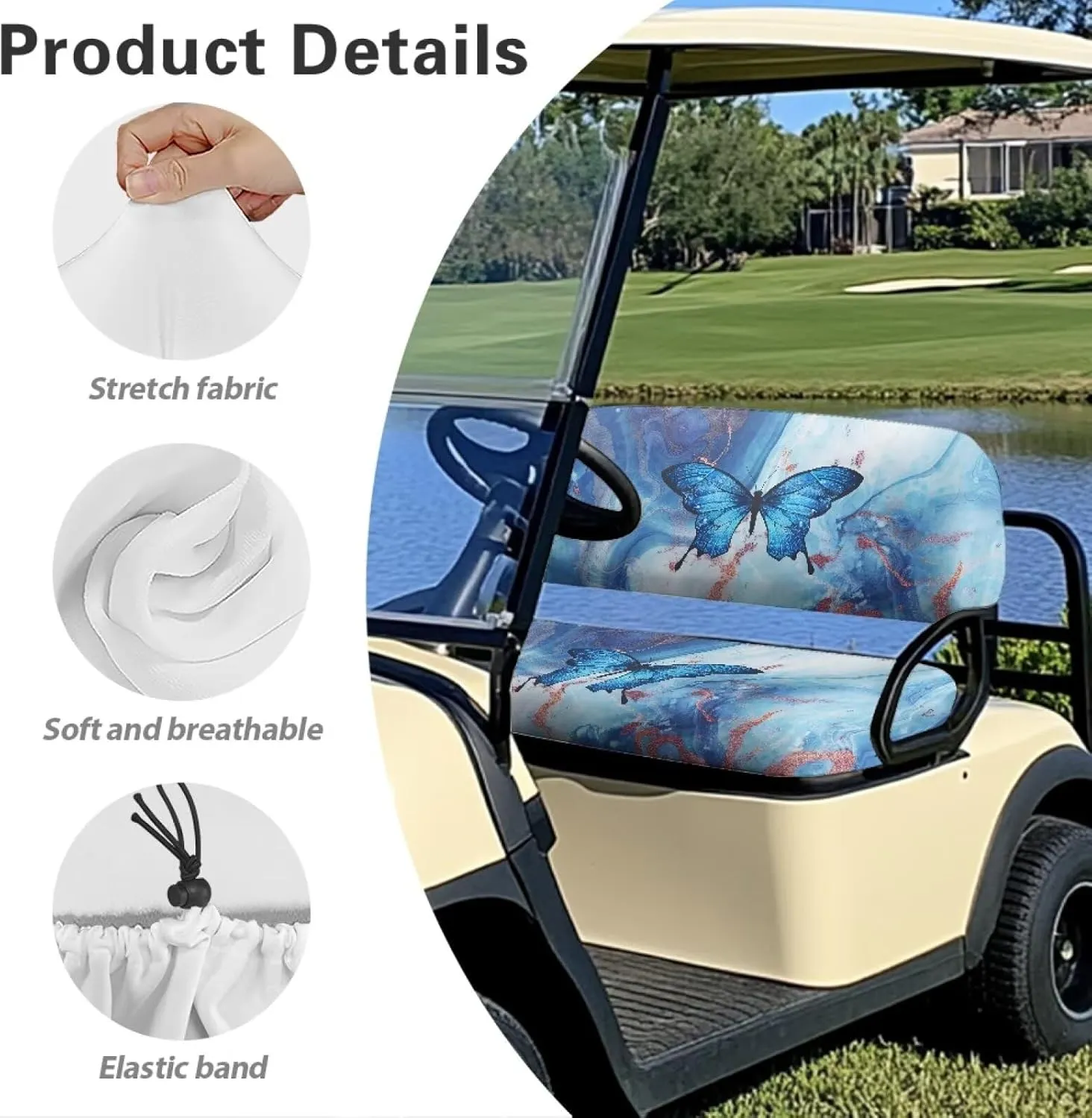 AFPANQZ Breathable Golf Cart Seat Cover - Lightweight, Summer Use, Easy to Clean Club Car Decoration Cover
