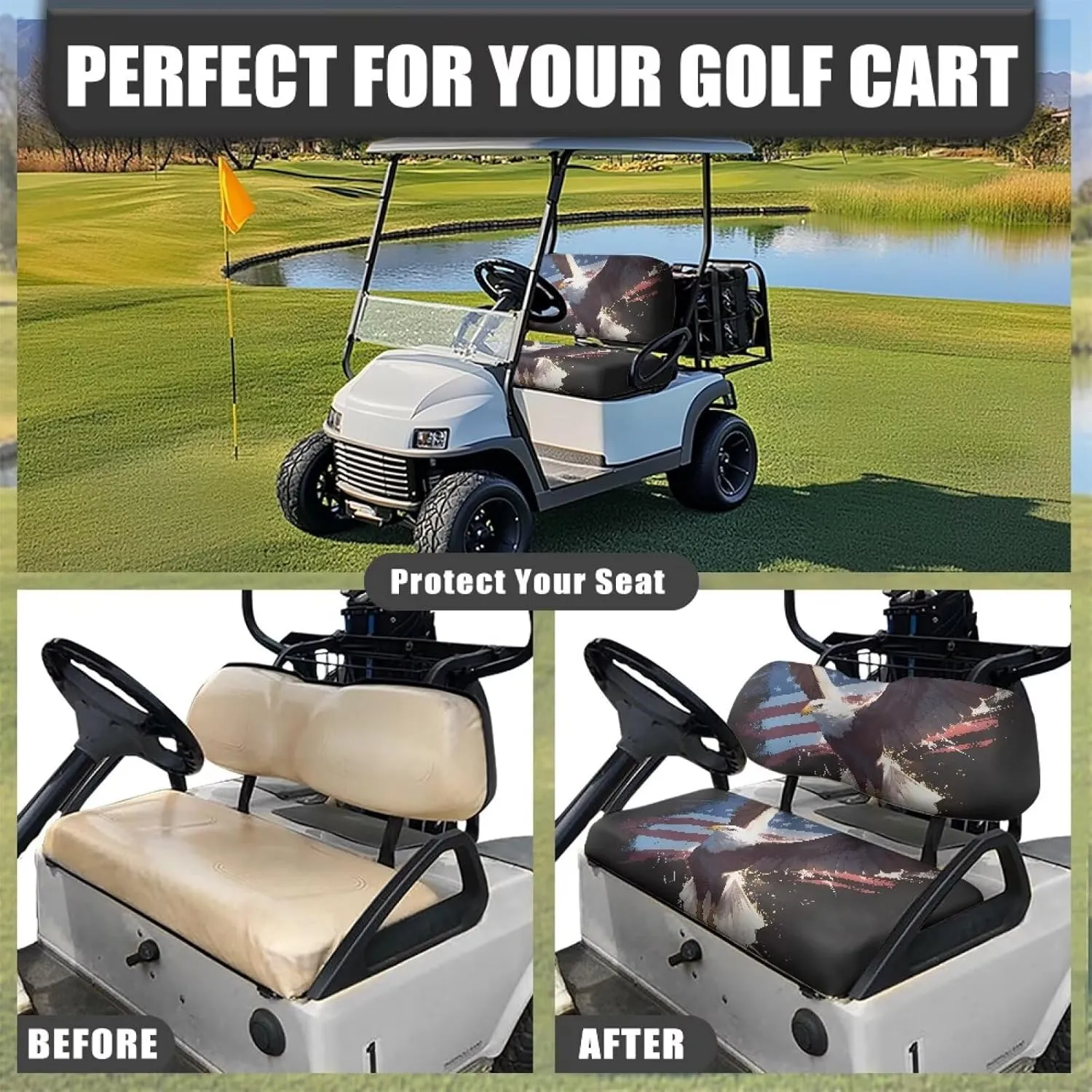 AFPANQZ Breathable Golf Cart Seat Cover - Lightweight, Summer Use, Easy to Clean Club Car Decoration Cover