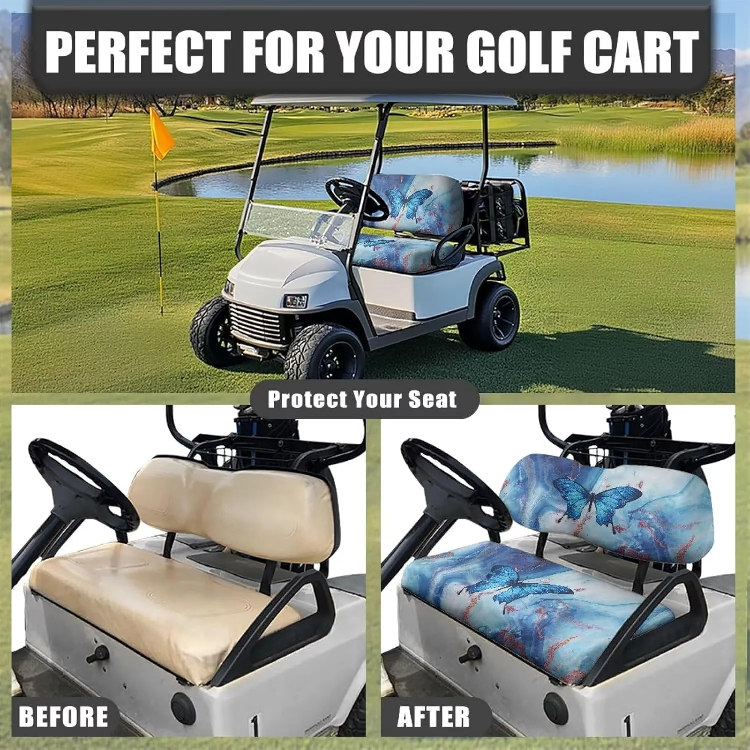 AFPANQZ Breathable Golf Cart Seat Cover - Lightweight, Summer Use, Easy to Clean Club Car Decoration Cover