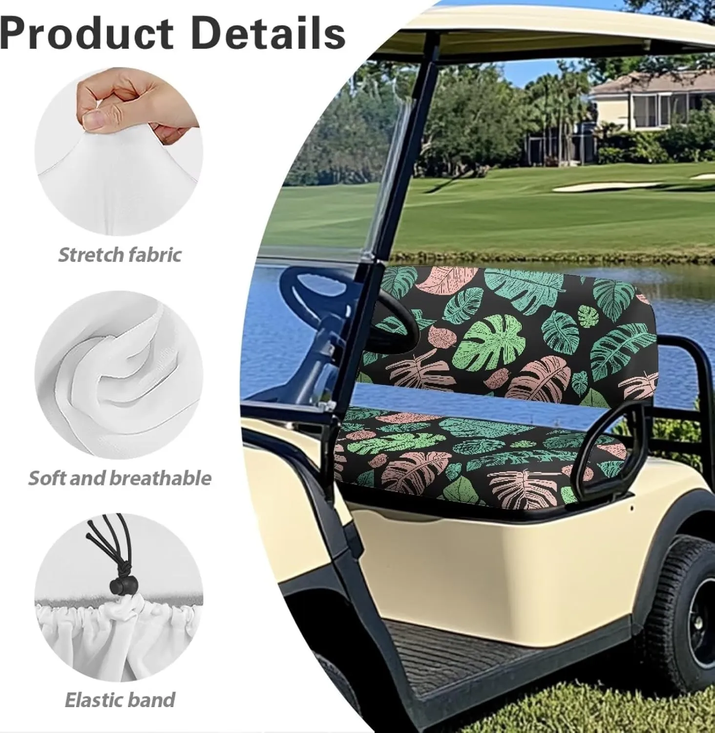 AFPANQZ Universal Golf Cart Seat Cover - Fits Most 2-Person Golf Carts Easy to Install, Club Car Decoration & Protection
