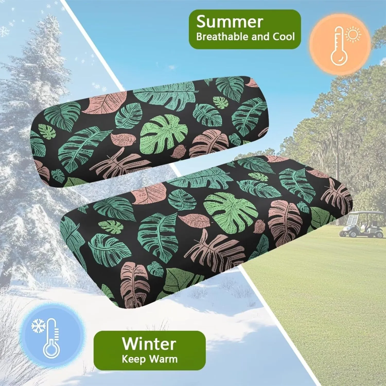 AFPANQZ Universal Golf Cart Seat Cover - Fits Most 2-Person Golf Carts Easy to Install, Club Car Decoration & Protection