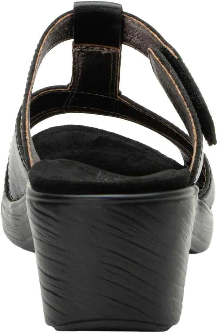 Alegria Womens Shantal Leather Wedge Sandal - Stylish and Versatile Open Back Heel for Endless Support - Enhanced Arch Slip Resistant Platform Heel For Professionals