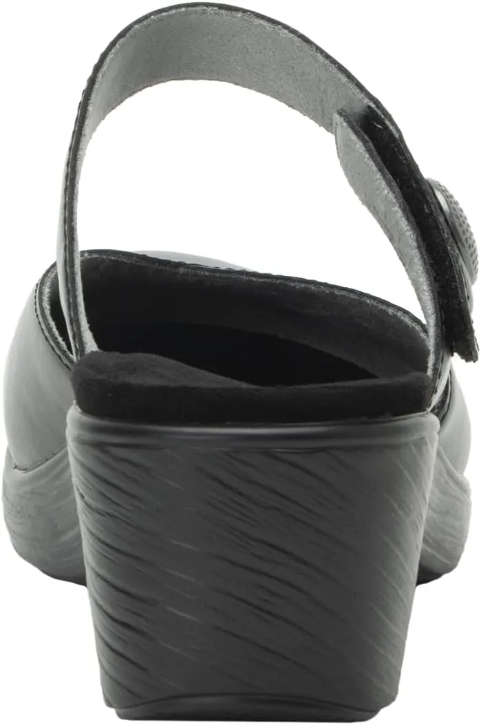 Alegria Womens Sydni Leather Open Back Slip-On Wedge Heel