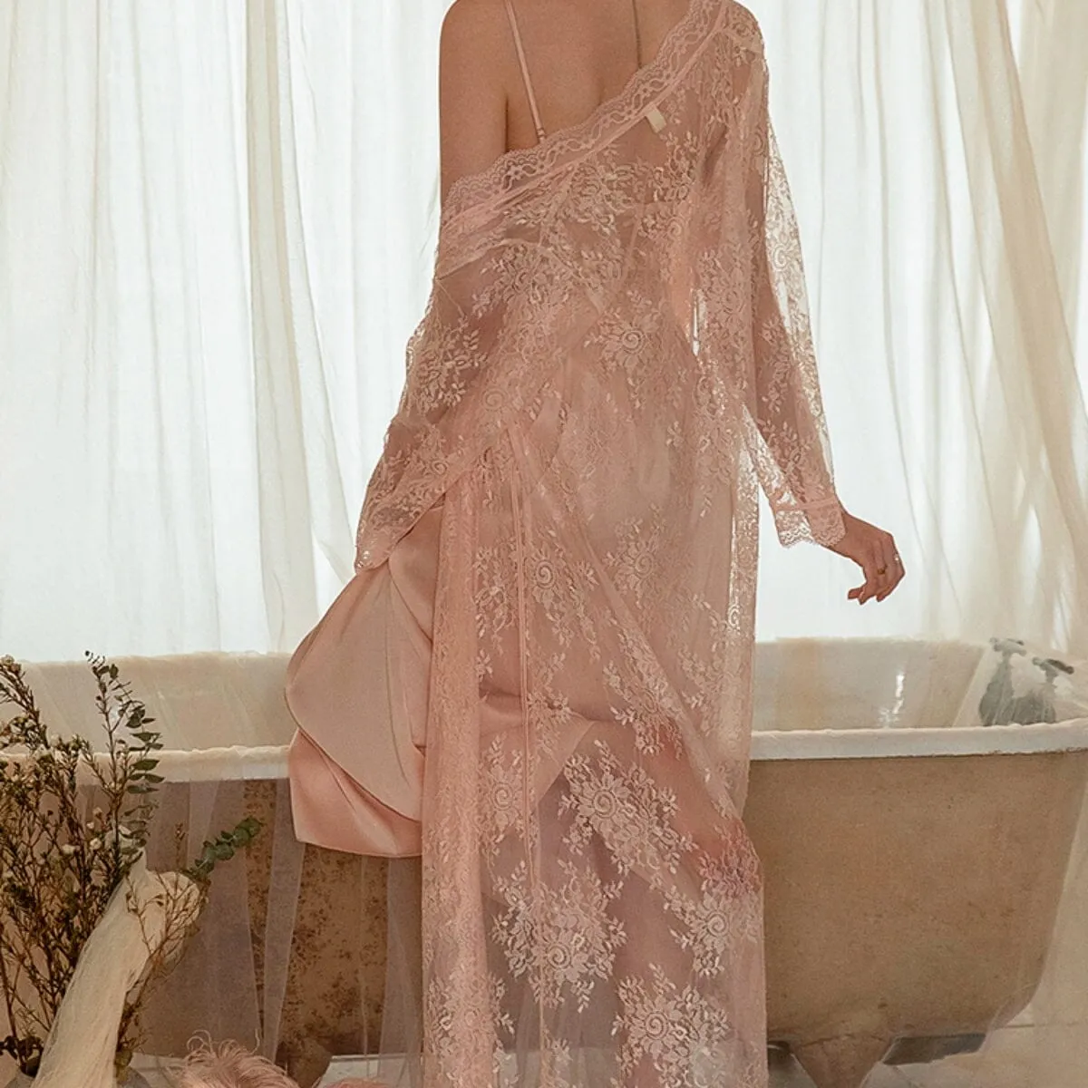 Alexia midi lace and satin slip