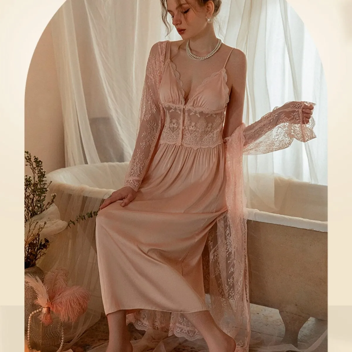 Alexia midi lace and satin slip