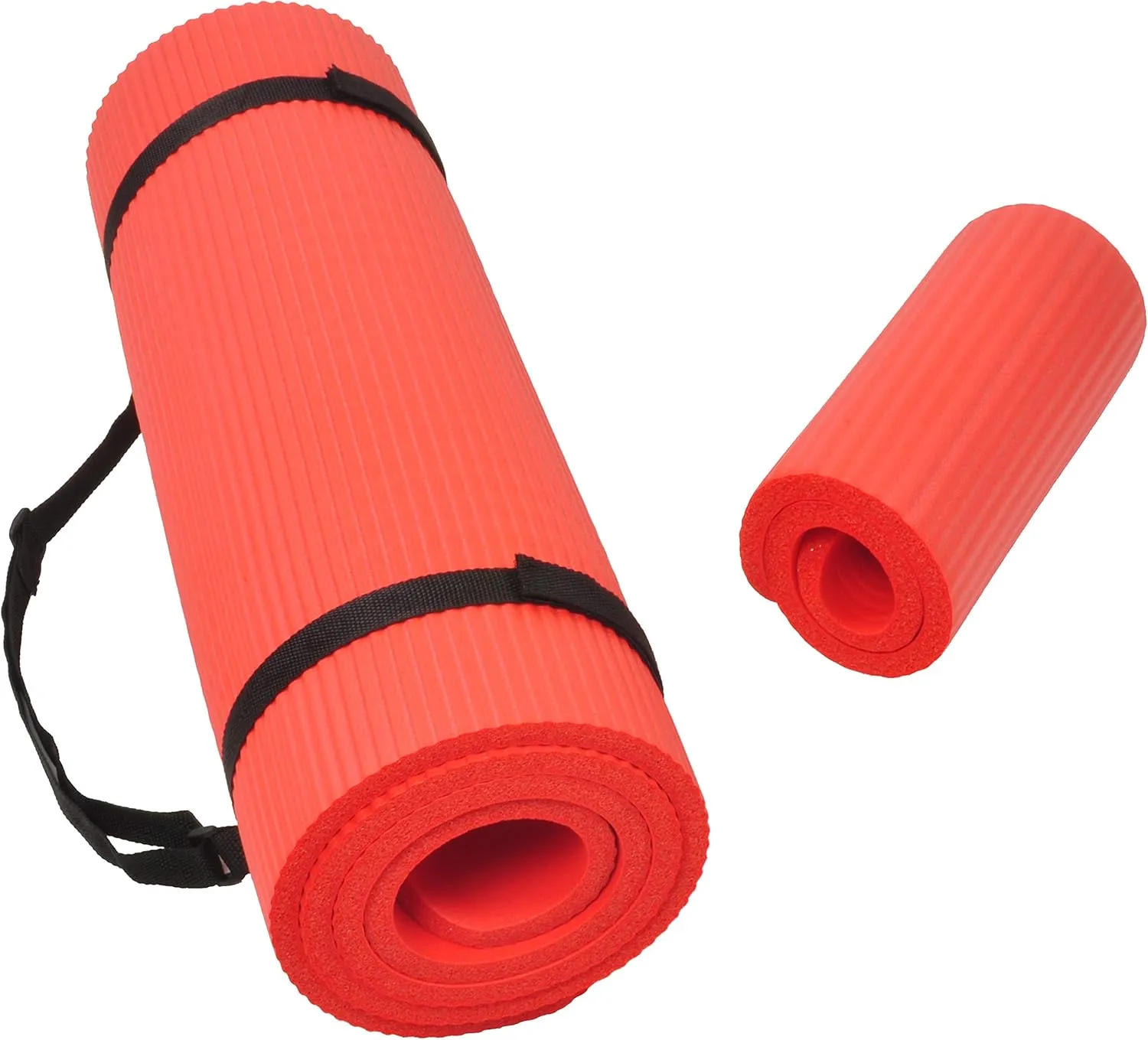 All Purpose 1/2-Inch Extra Thick High Density Anti-Tear Exercise Yoga Mat and Knee Pad with Carrying Strap, Multiple Colors