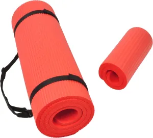 All Purpose 1/2-Inch Extra Thick High Density Anti-Tear Exercise Yoga Mat and Knee Pad with Carrying Strap, Multiple Colors