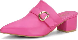 Allegra K Women's Pointed Toe Slip on Block Heel Sandals Mules