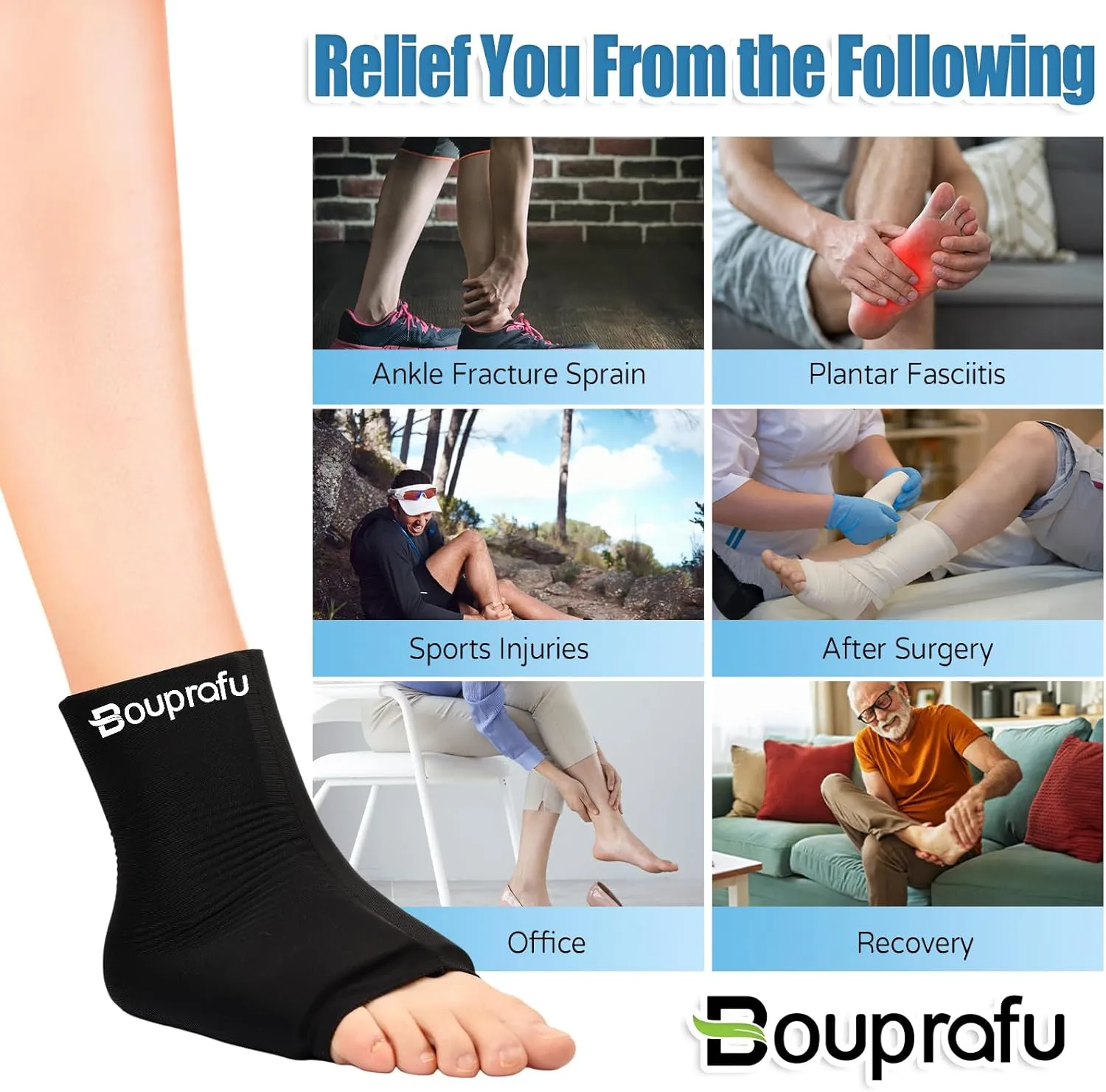 Ankle Ice Pack Wrap for Swelling, Foot Ice Pack Compression Freeze Sleeve for Injuries, Plantar Fasciiti, Achilles Tendonitis Relief, Sprain, Elbow, Knee(XL)