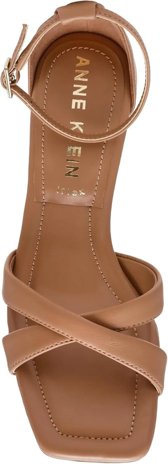Anne Klein Womens JOSS Criss-Cross Faux Leather Ankle Strap