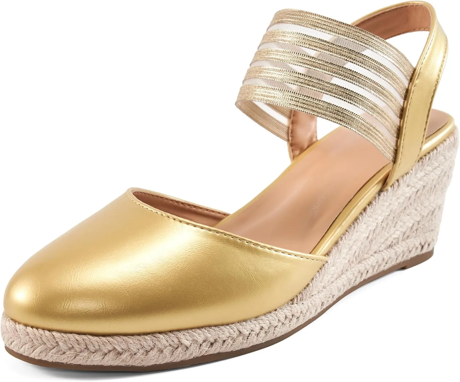 Aomigoct Wedge Sandals Dressy Women: Comfortable Elastic Strap Espadrille Wedges - Ladies Beach Casual Shoes