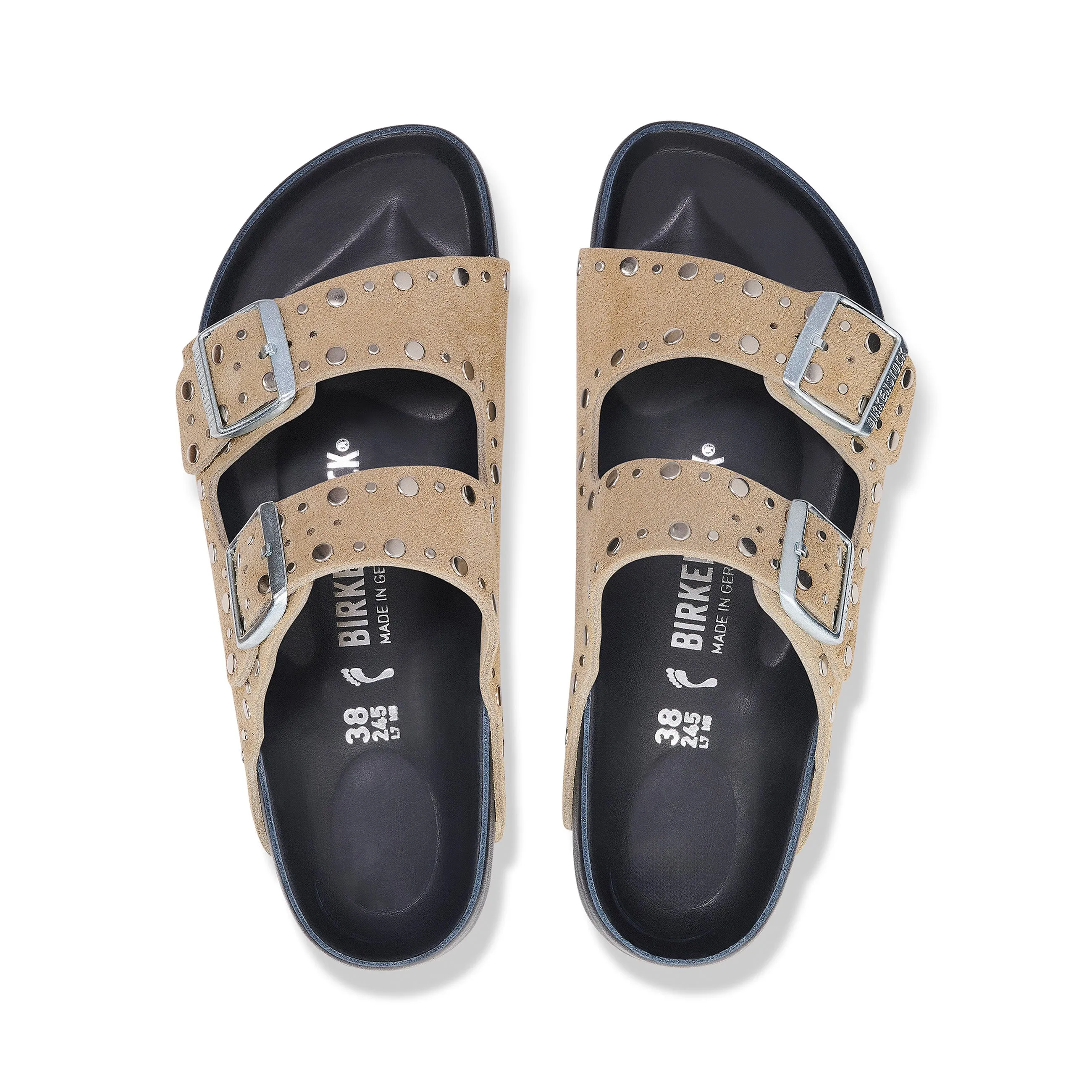 Arizona Exquisite Rivets Taupe Suede Leather