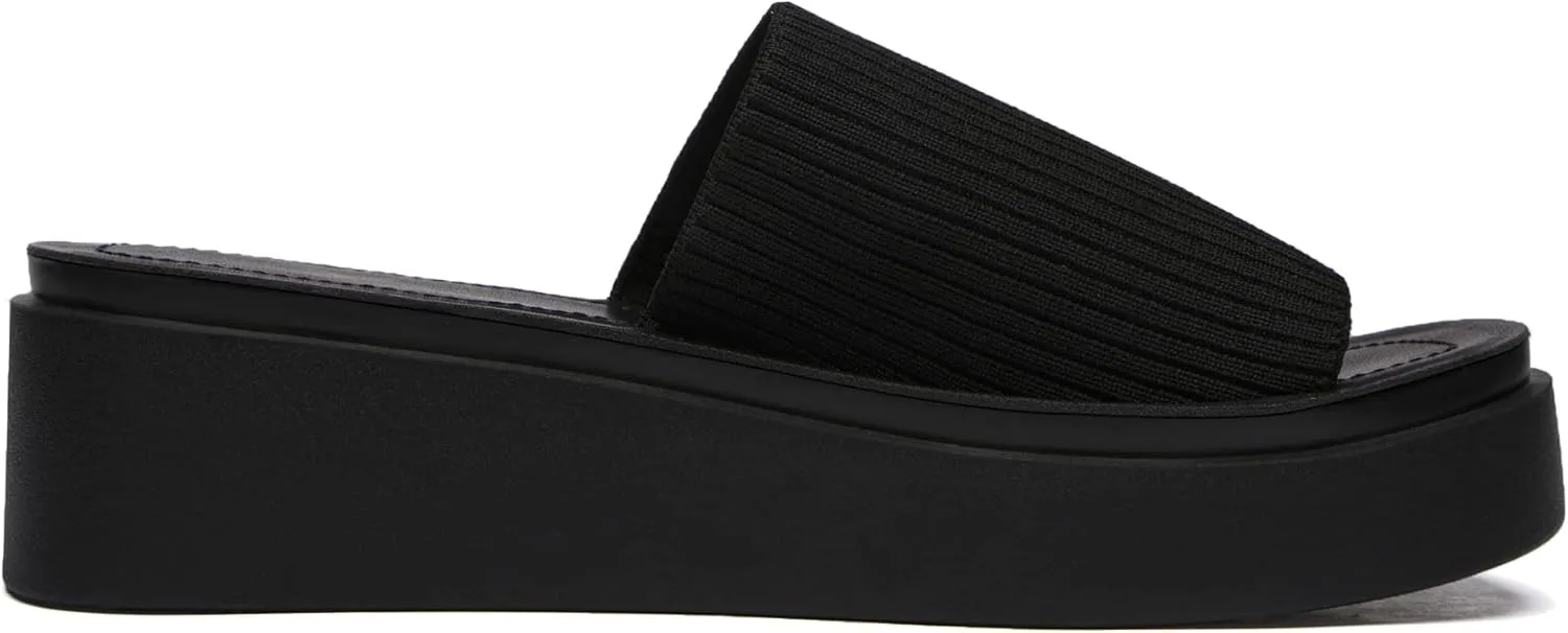 Athlefit Women's Slip On Platform Sandals Comfortable Open Toe Summer Flatform Slide Sandals