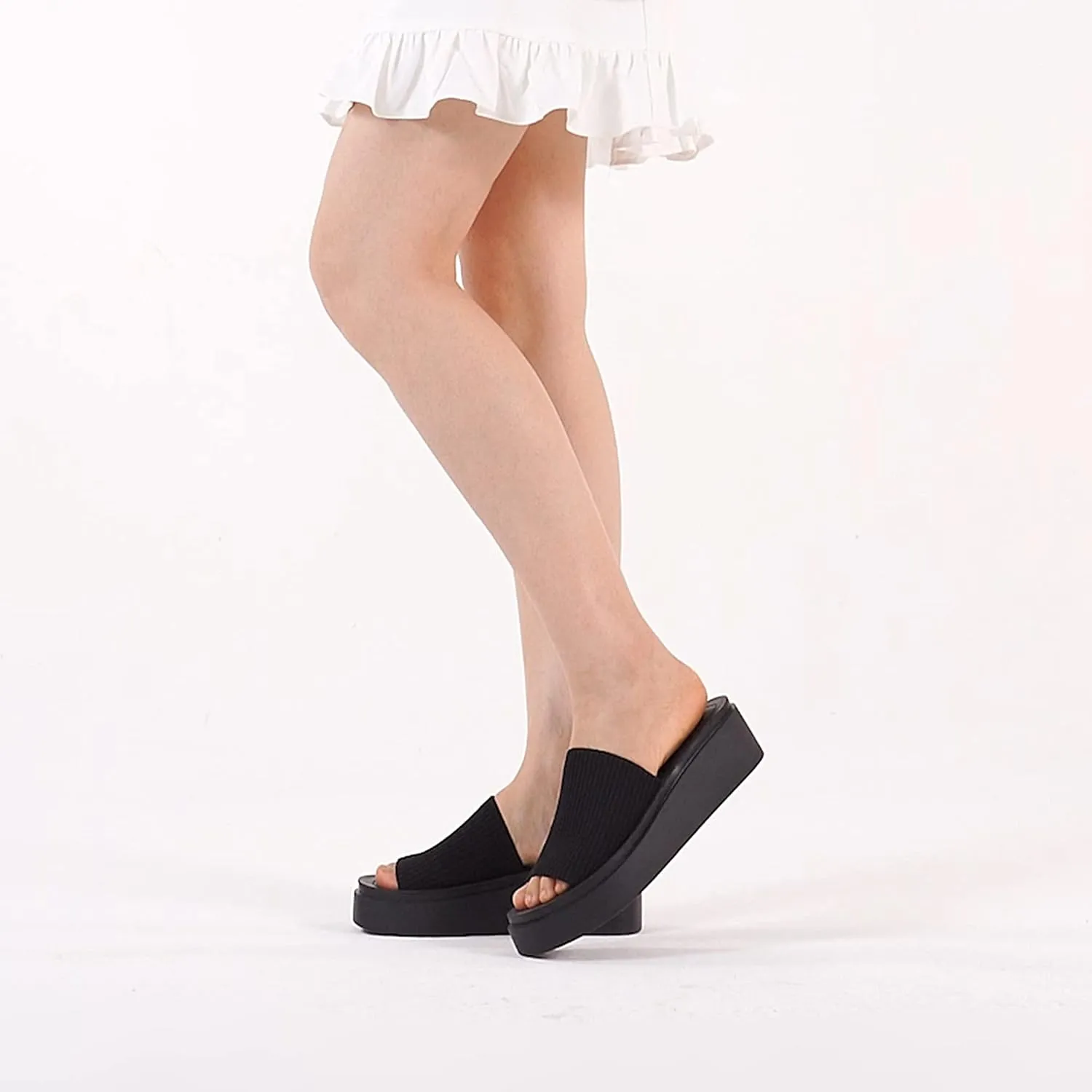 Athlefit Women's Slip On Platform Sandals Comfortable Open Toe Summer Flatform Slide Sandals