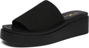 Athlefit Women's Slip On Platform Sandals Comfortable Open Toe Summer Flatform Slide Sandals