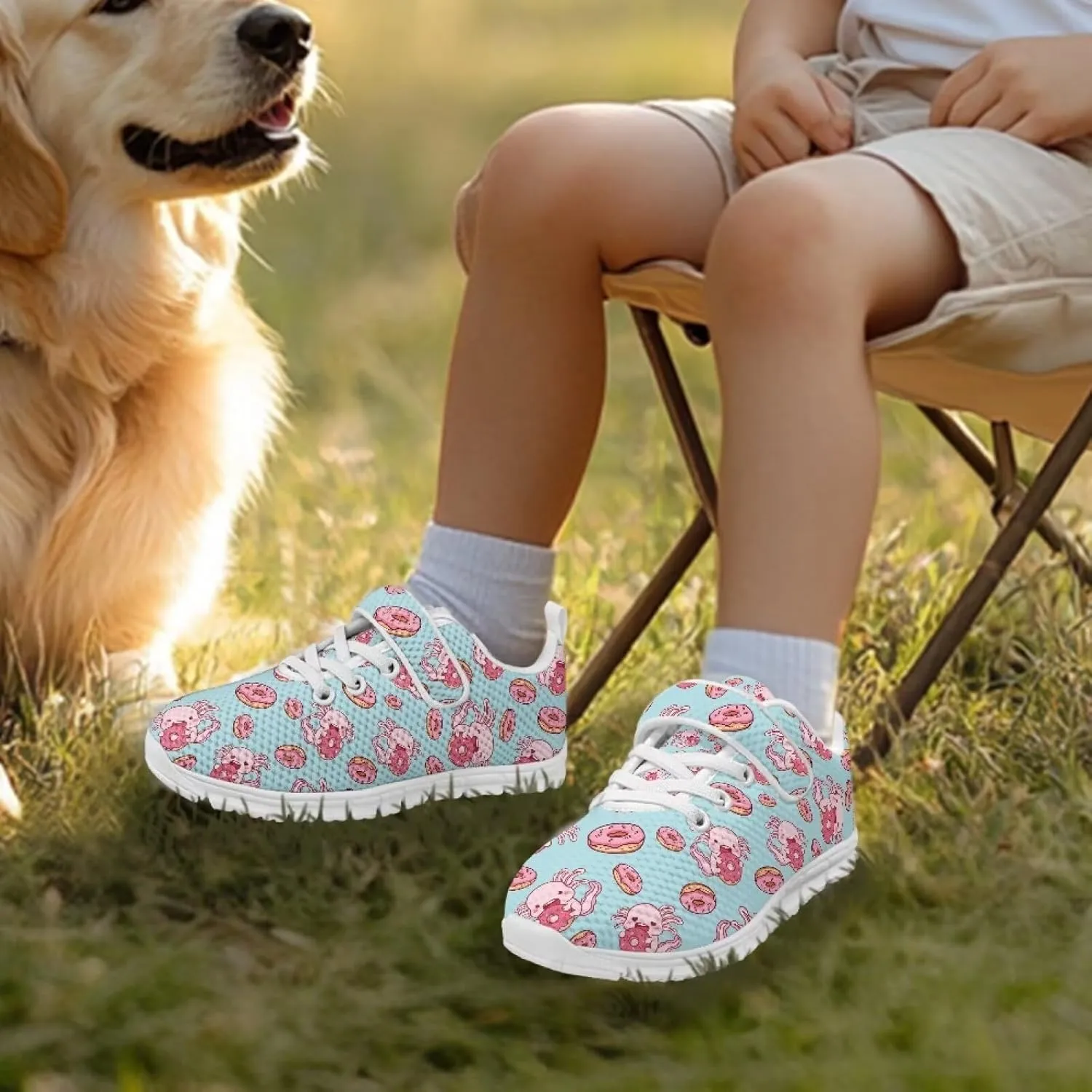 Axolotl Shoes Girls Tennis Shoes Cute Slip On Sneakers for Kids Gym Shoes