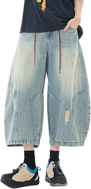 Baggy Jean Shorts for Men Summer Casual Loose Fit Y2K Hip Hop Skateboard Denim Shorts Trendy Outfits