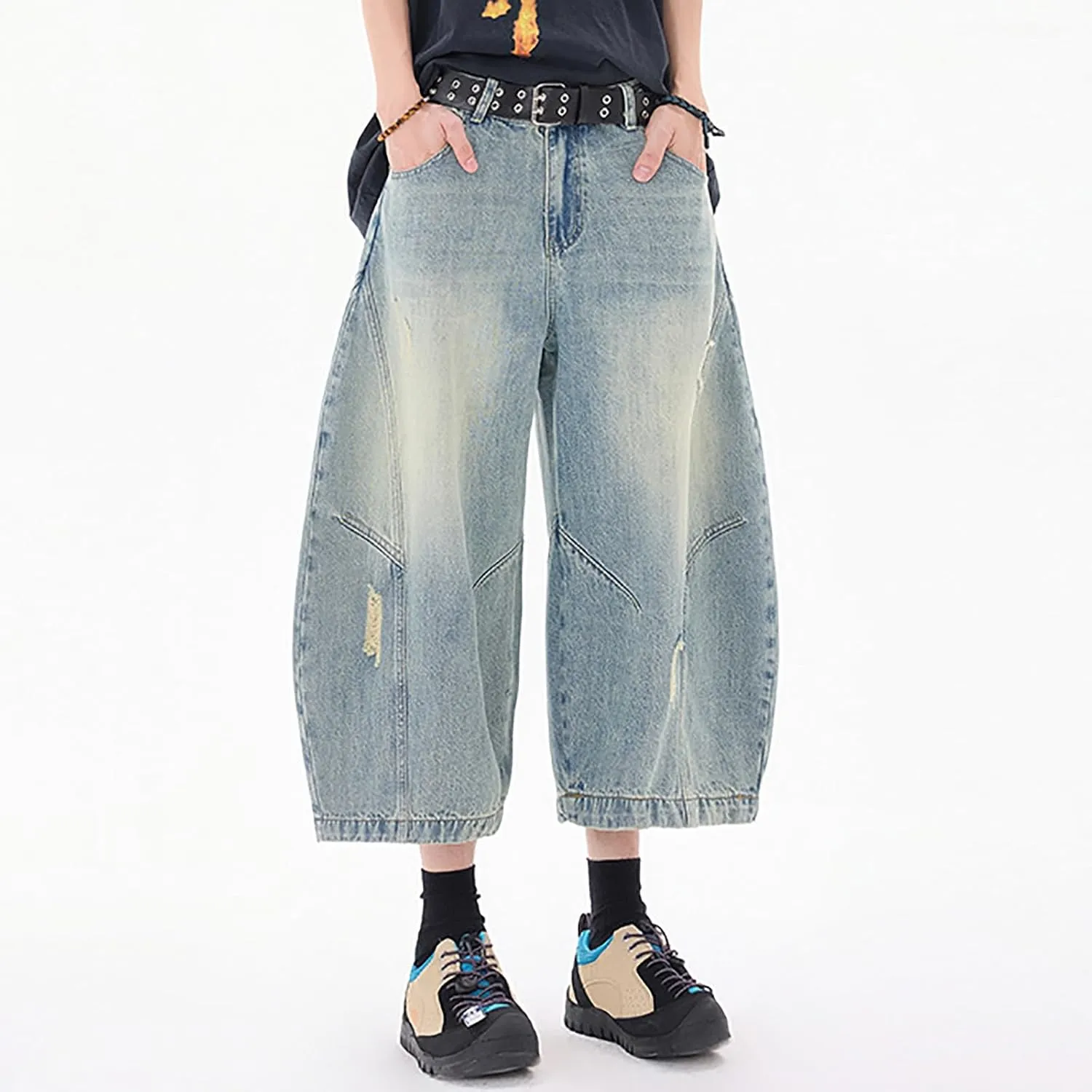 Baggy Jean Shorts for Men Summer Casual Loose Fit Y2K Hip Hop Skateboard Denim Shorts Trendy Outfits