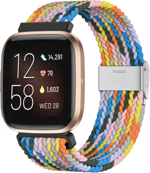 Bands Compatible with Fitbit Versa 2 Watch for Women Men, Stretchy Braided Sport Wristband for Fitbit Versa 2/ Versa/Versa Lite Smartwatch