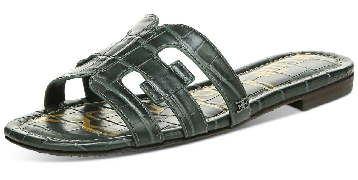 Bay Leather Toe Slip Flat Forest Sandals Knowledgeable staff Hurry now Sam Edelman On Round Slide Strap Green