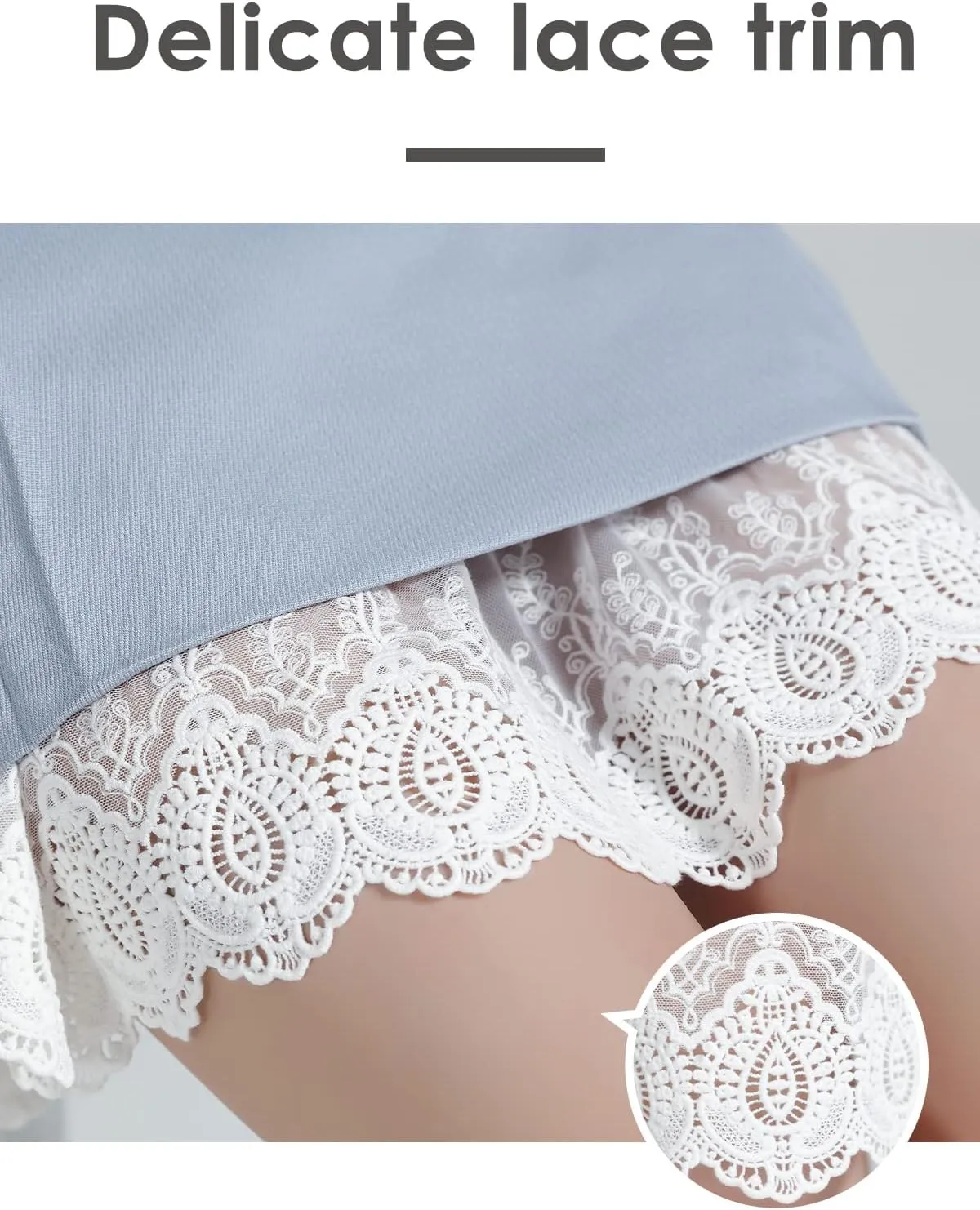 BEAUTELICATE 100% Cotton Half Slip Skirt Extender with Lace Trim Vintage Underskirt