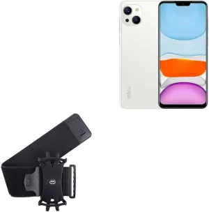 BoxWave Holster Compatible with Meizu M10S - ActiveStretch Sport Armband, Adjustable Armband for Workout and Running - Jet Black