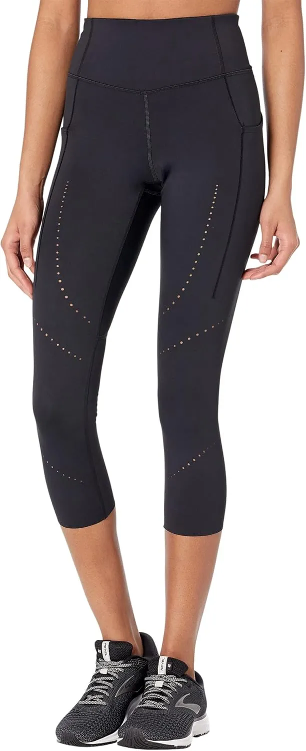 Brooks Women's Method 3/4 Tights - Purple, S-XXL - Fitted Capri Leggings - Quick-Dry, Stretchable - Yoga, Jogging, Running
