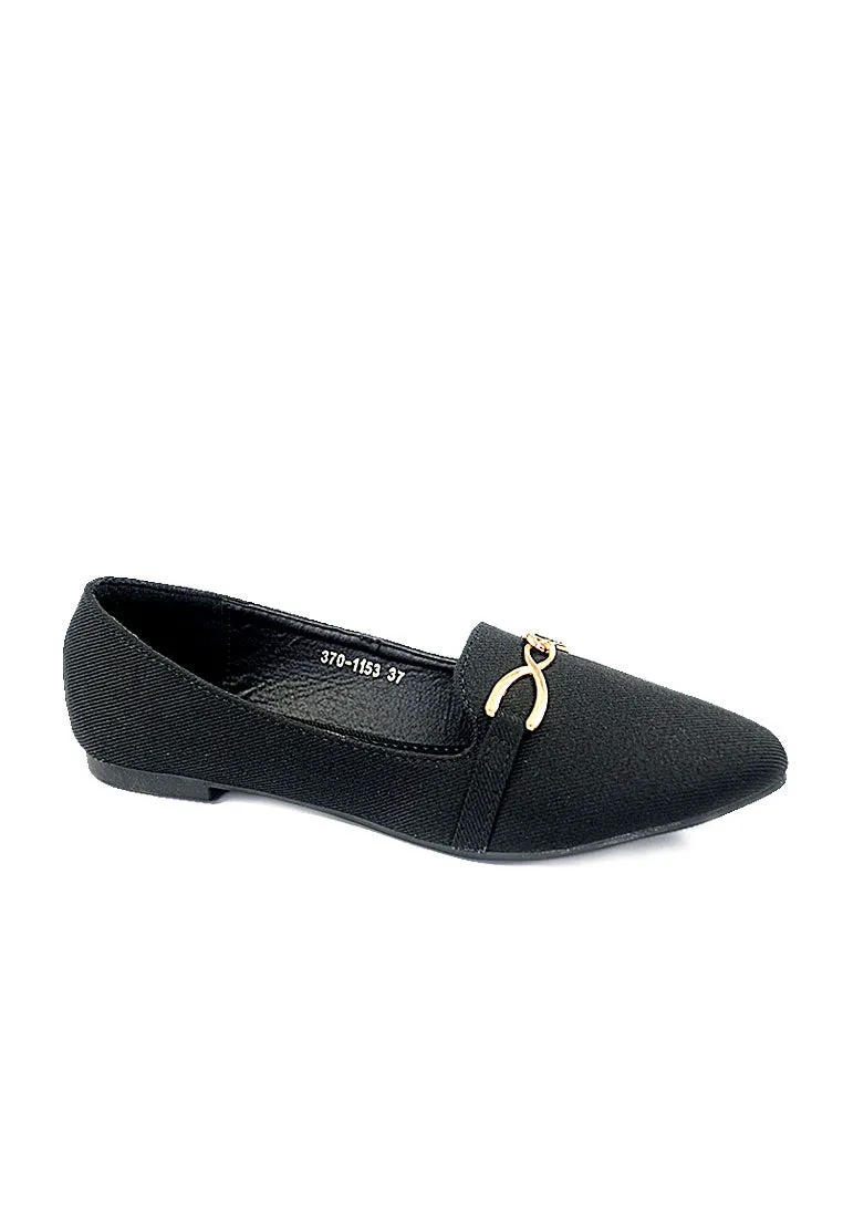 Buckle Fabric Classic Point Toe Loafer Flats
