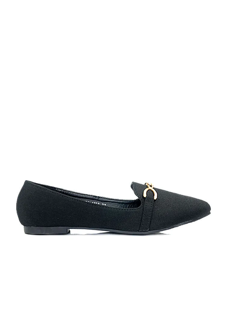 Buckle Fabric Classic Point Toe Loafer Flats