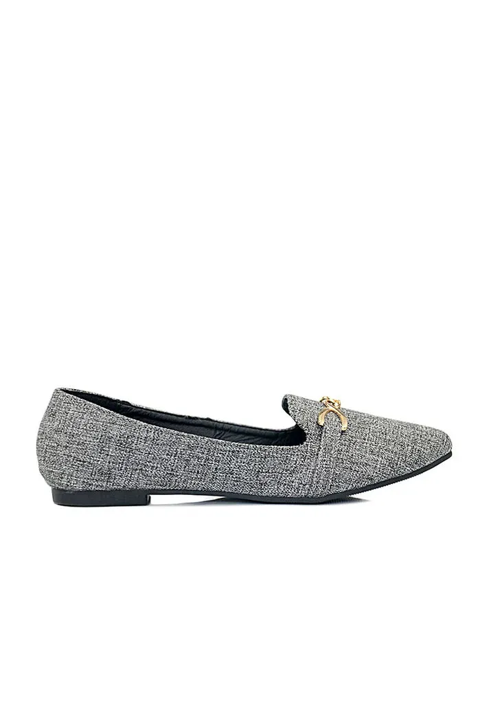 Buckle Fabric Classic Point Toe Loafer Flats