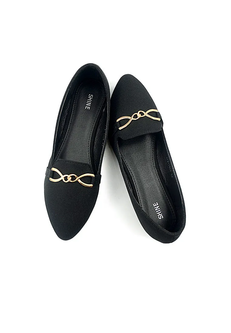 Buckle Fabric Classic Point Toe Loafer Flats