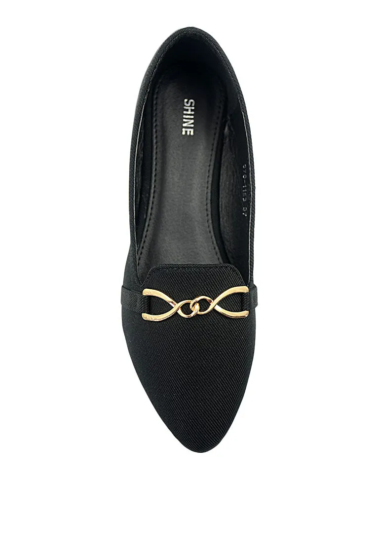 Buckle Fabric Classic Point Toe Loafer Flats