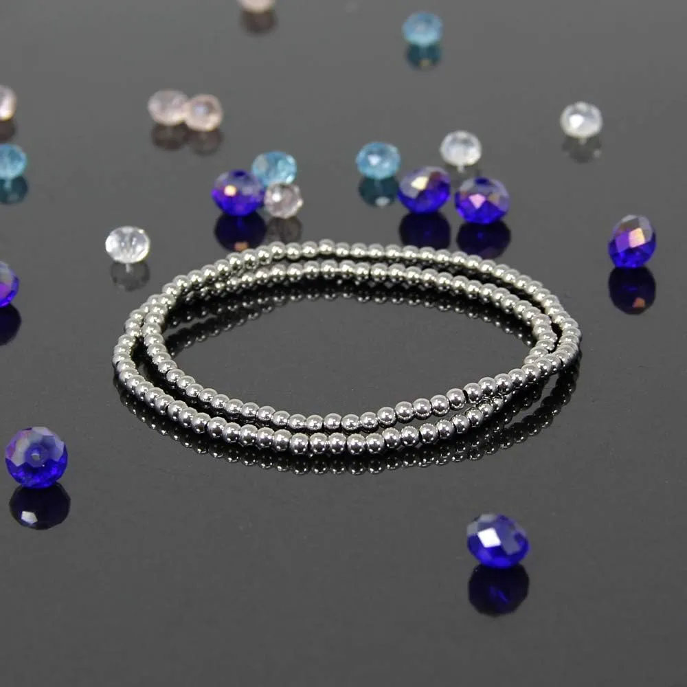 by you Stainless Steel Gold Silver Beaded Ball Bracelets for Women Stretchable Elastic Bracelet Set