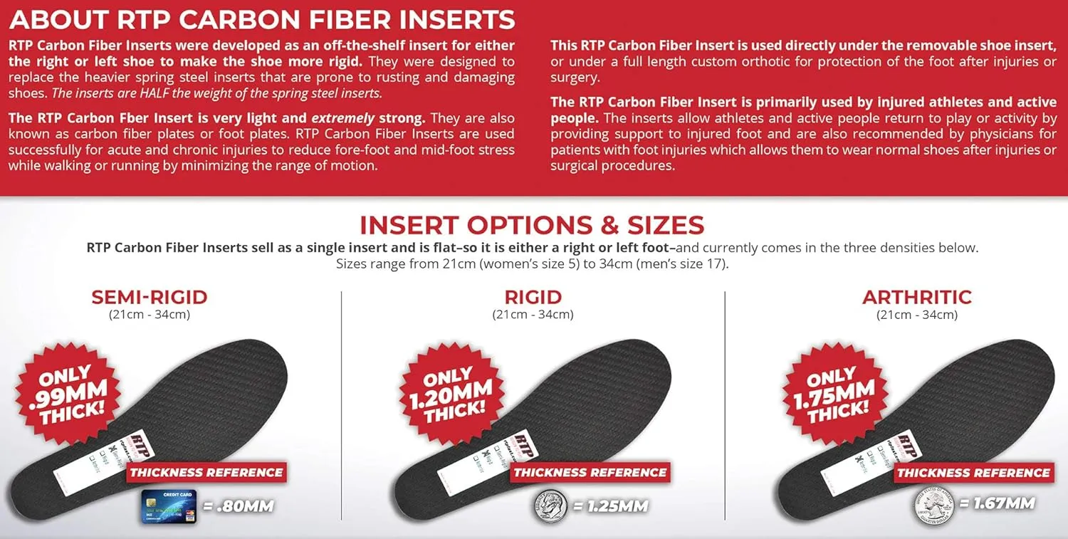 Carbon Fiber Full Shoe Rigid Insert Made in The USA