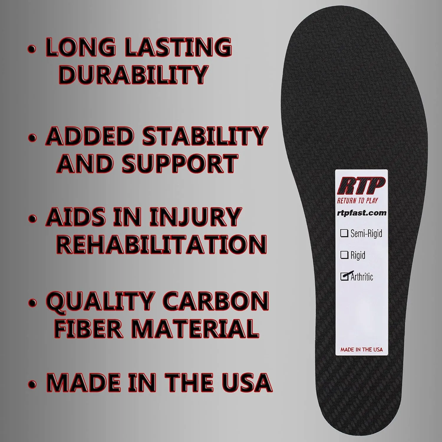 Carbon Fiber Full Shoe Rigid Insert Made in The USA