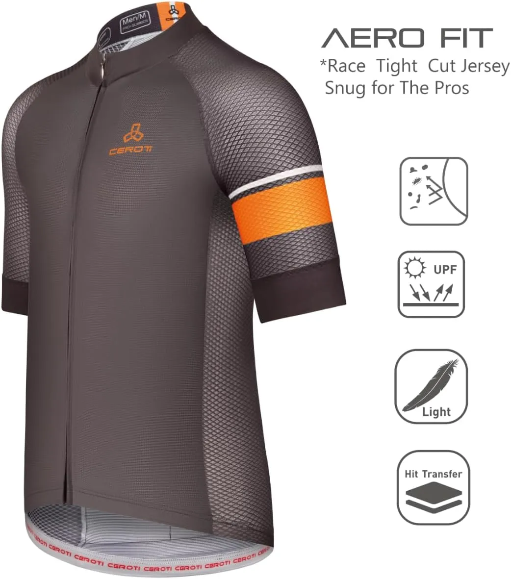 CEROTIPOLAR Snug Fit Men AirCool Cycling Jersey Bike Shirts UPF50 ,PRO Dry Fit Light Weight Fabric