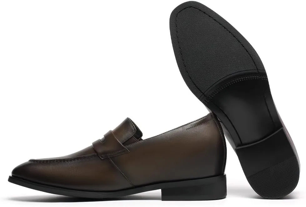 CHAMARIPA Elevator Shoes for Men - Height Increasing Shoes with Genuine Leather Lining Easy Slip on Designed Loafer 1.97/2.36/2.76 inch Taller