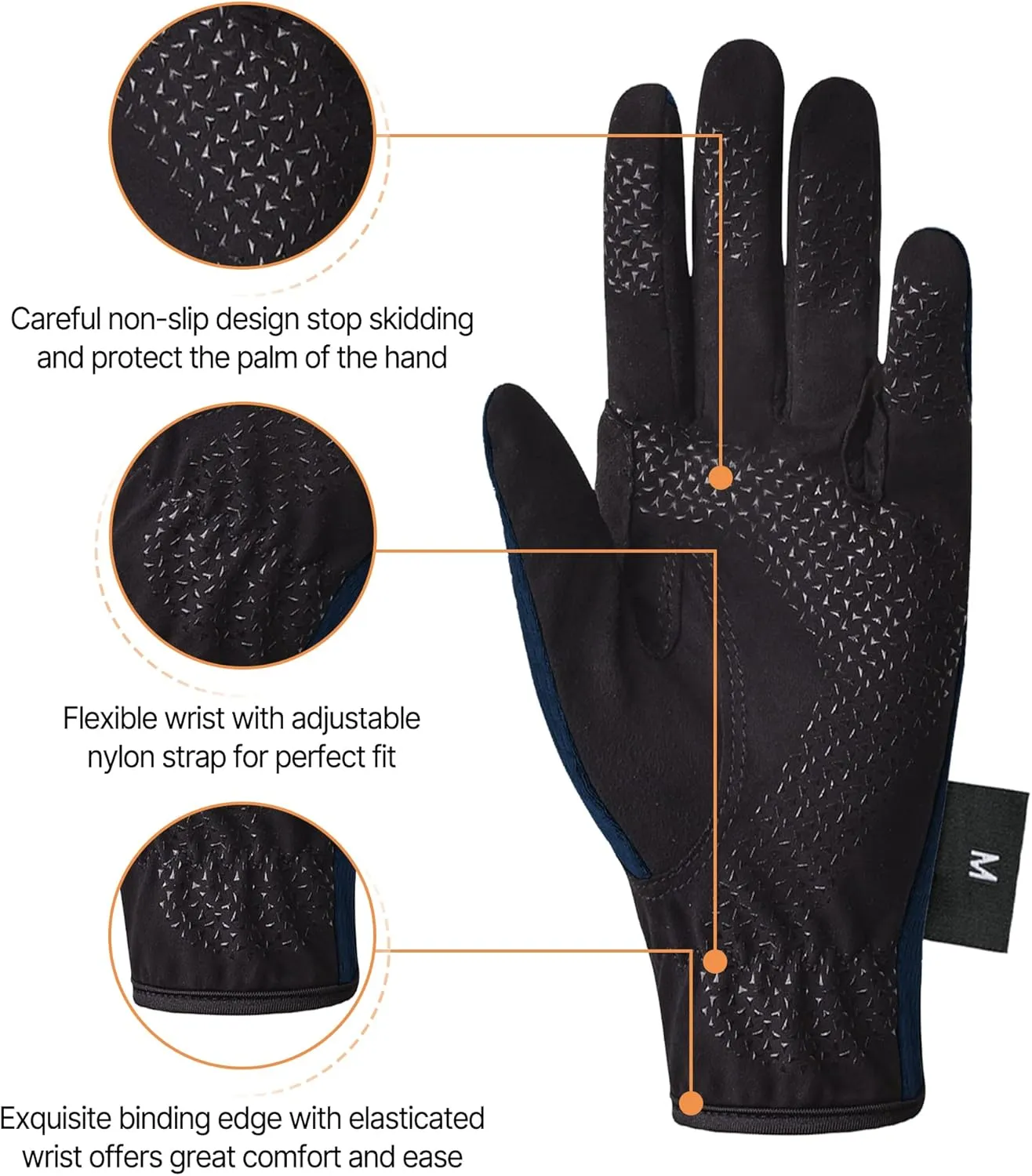 ChinFun Women's Horse Riding Gloves Stretchable Equestrian Gloves Breathable Horseback Lady Youth Girls Outdoor Cycling