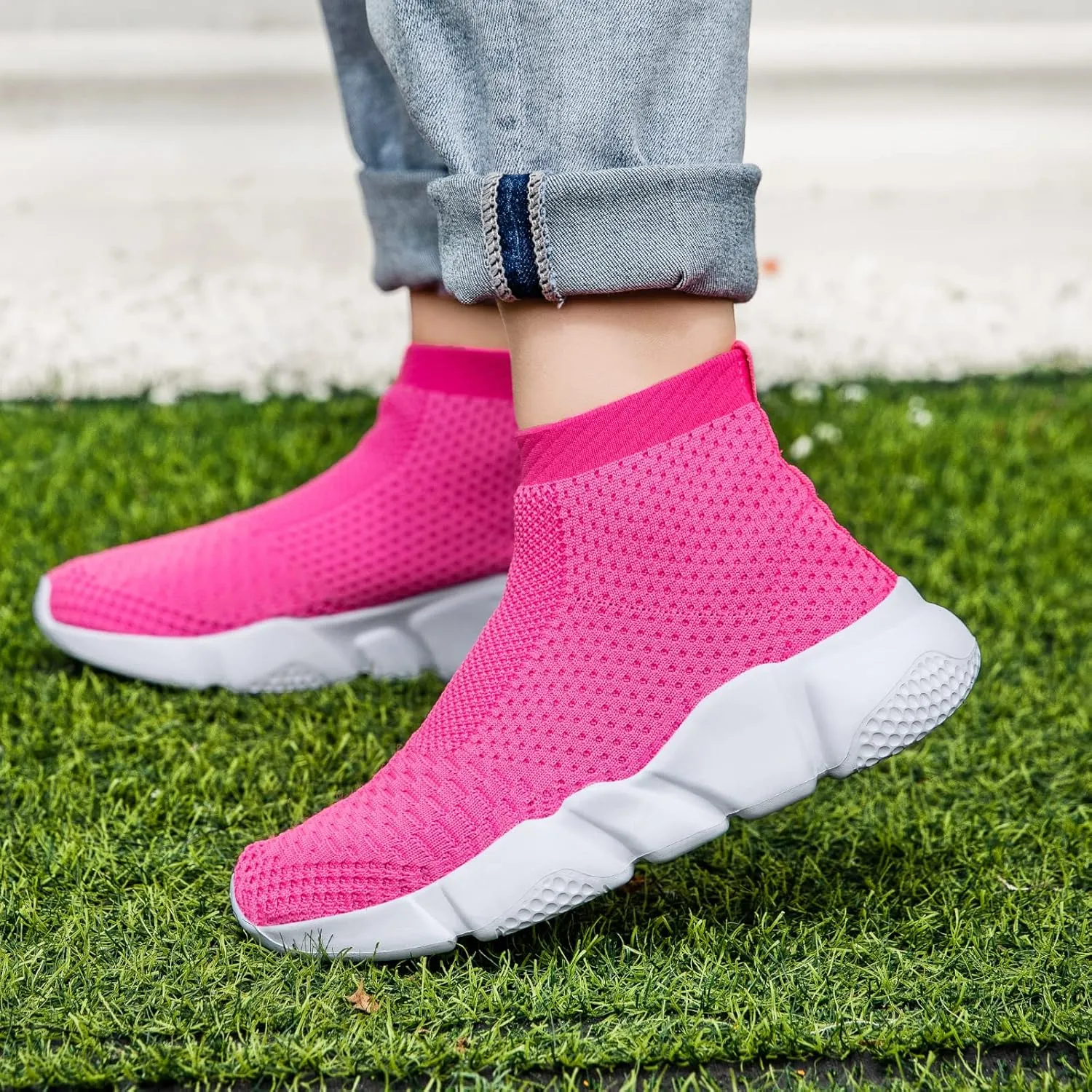 CHUI Boys Girls Breathable Sneakers Mesh Lightweight Easy Walk Casual Slip-On Athletic Running Walking Shoes