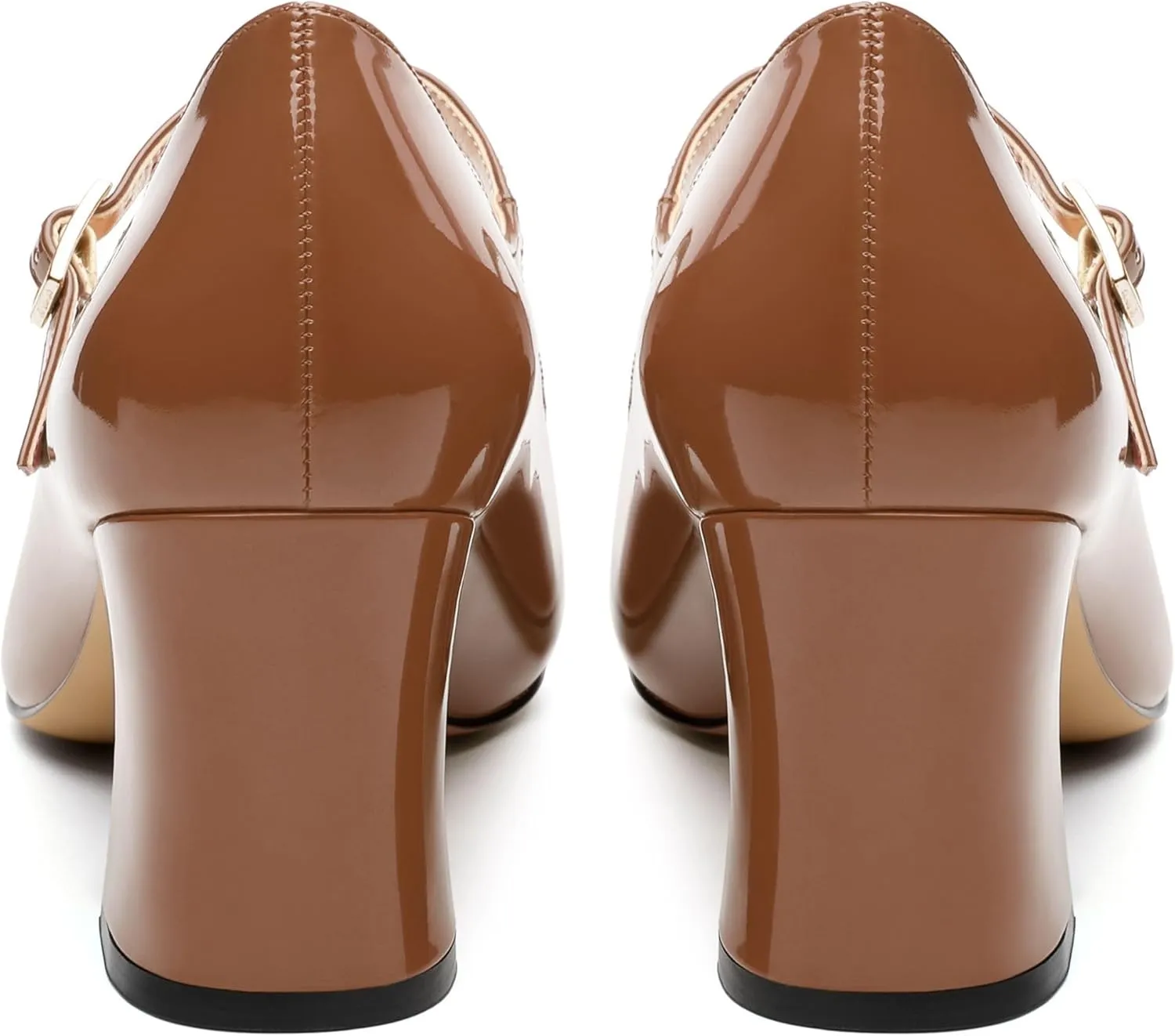 Chunky Block Heels for Women Square Patent Mary Jane Closed Toe Slip On Pumps Party Dress Wedding Shoes 2.5Inch