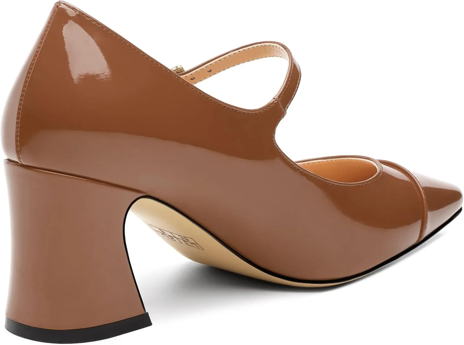 Chunky Block Heels for Women Square Patent Mary Jane Closed Toe Slip On Pumps Party Dress Wedding Shoes 2.5Inch