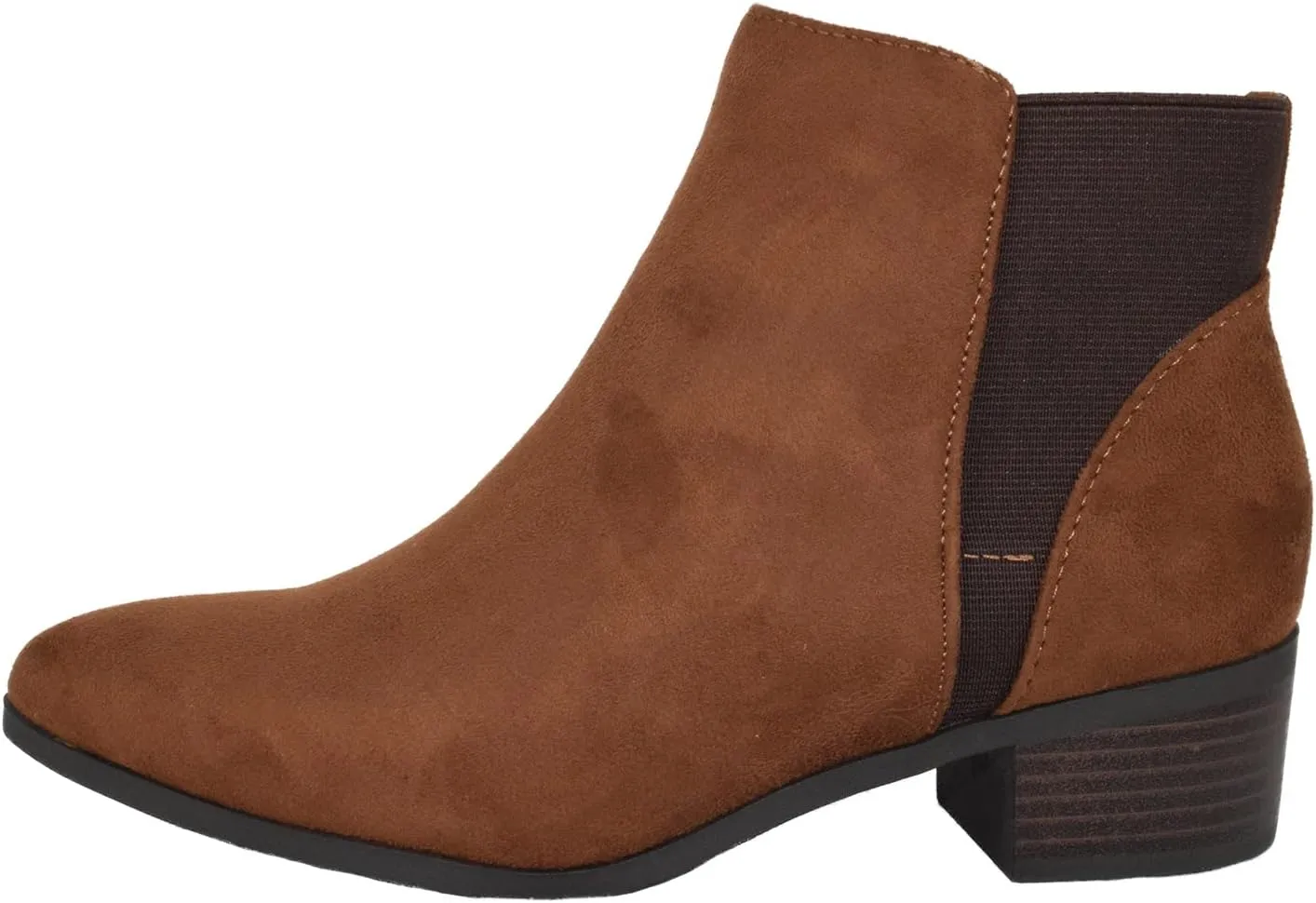 CITYCLASSIFIED Women Ankle Boots Elastic Sides Slip-On Booties Block Heel Pointed Toe Jocelyn-S