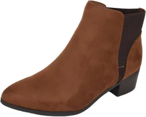 CITYCLASSIFIED Women Ankle Boots Elastic Sides Slip-On Booties Block Heel Pointed Toe Jocelyn-S
