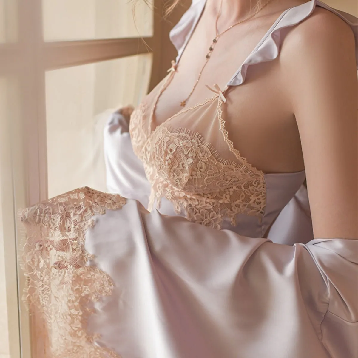 Clemence lace and satin slip